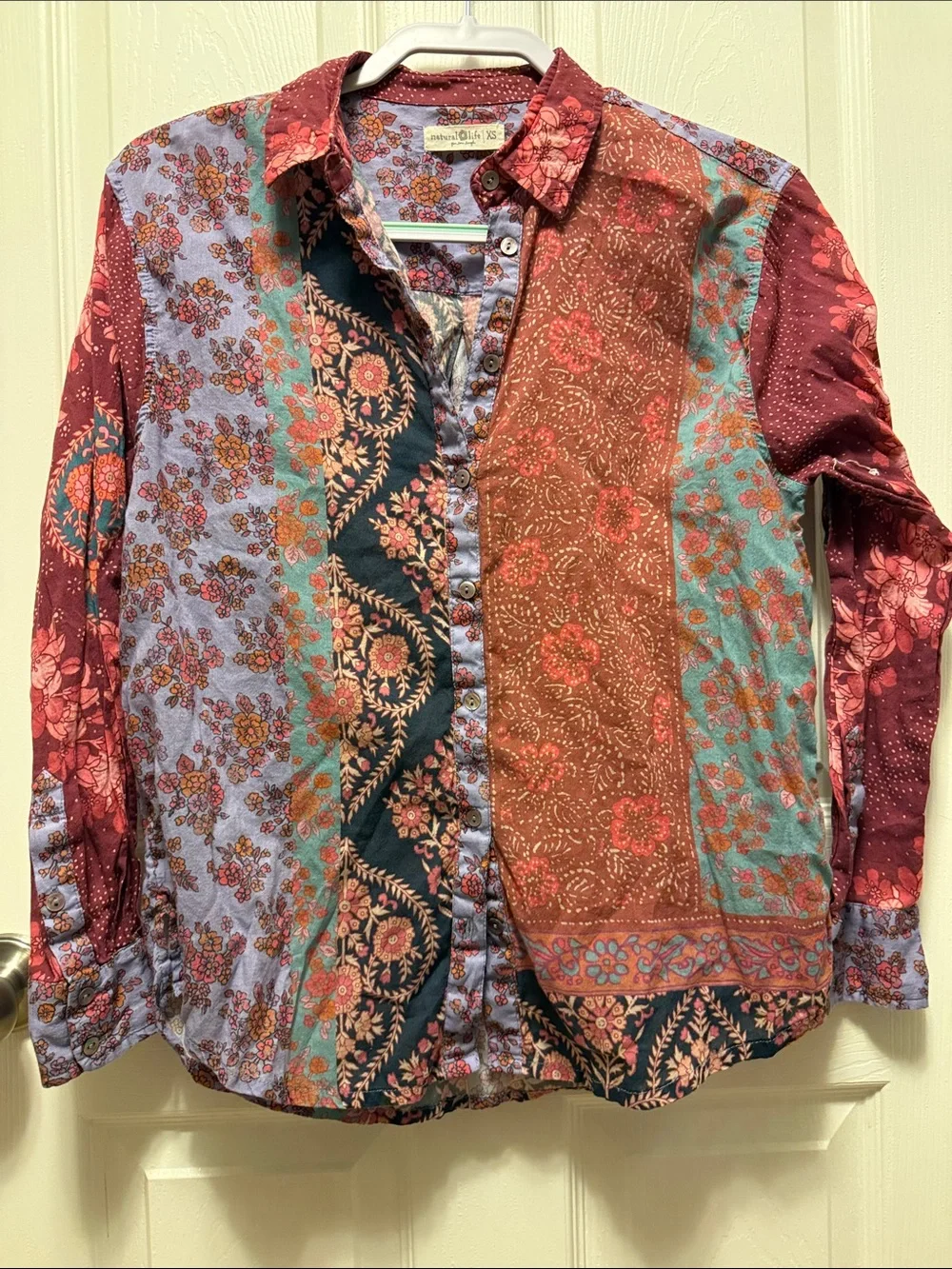 NATURAL LIFE Multicolor Patchwork Button-Down Shirt - Picture 2 of 4